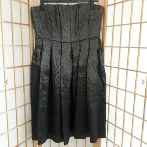Calvin Klein Womens Sz 12 Charcoal Gray Metallic Strapless Dress Party Wedding